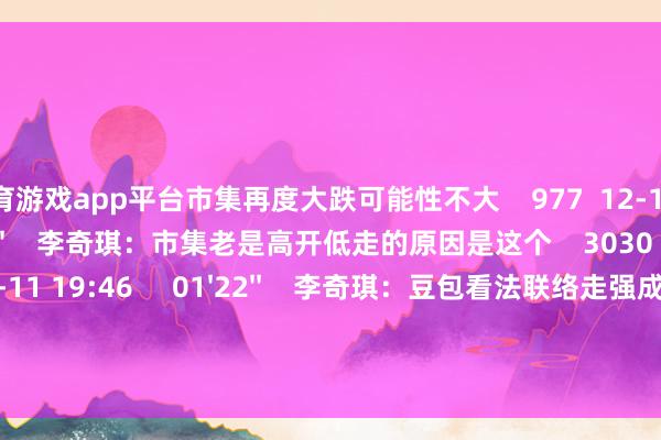 体育游戏app平台市集再度大跌可能性不大    977  12-13 19:09     01'56''    李奇琪：市集老是高开低走的原因是这个    3030  12-11 19:46     01'22''    李奇琪：豆包看法联络走强成为新干线的概率很大    915  12-11 19:46     一财最热    点击关闭-开云全站·kaiyun体育(中国)官方网站 登录入口