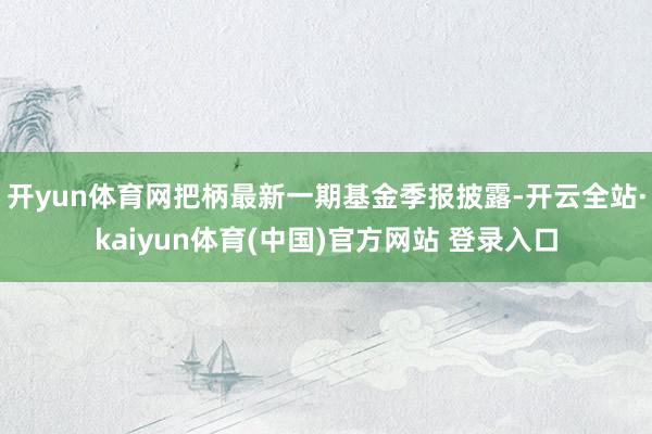 开yun体育网把柄最新一期基金季报披露-开云全站·kaiyun体育(中国)官方网站 登录入口
